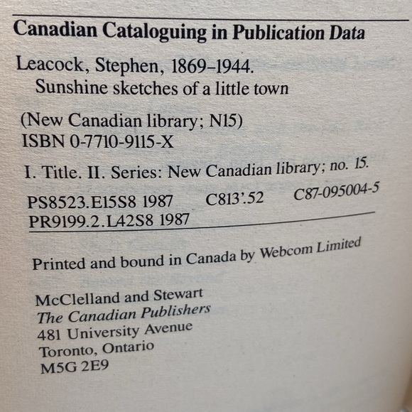 Sunshine Sketches of a Little Town by Stephen Leacock Softcover Book Canadian - Picture 6 of 10